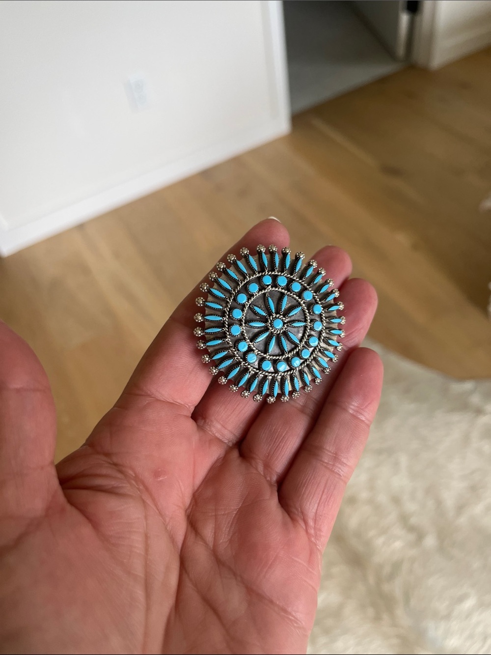 Navajo Turquoise Needlepoint Zuni Ring